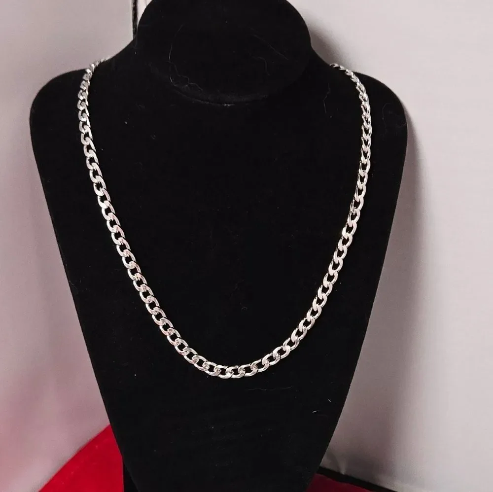 5mm Stainless Steel Cuban Link Chain 24” Classic Silver Minimalist Streetwear